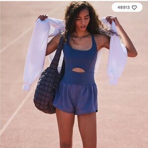 Free People Movement Righteous Onesie Runsie Romper in Supernova Navy